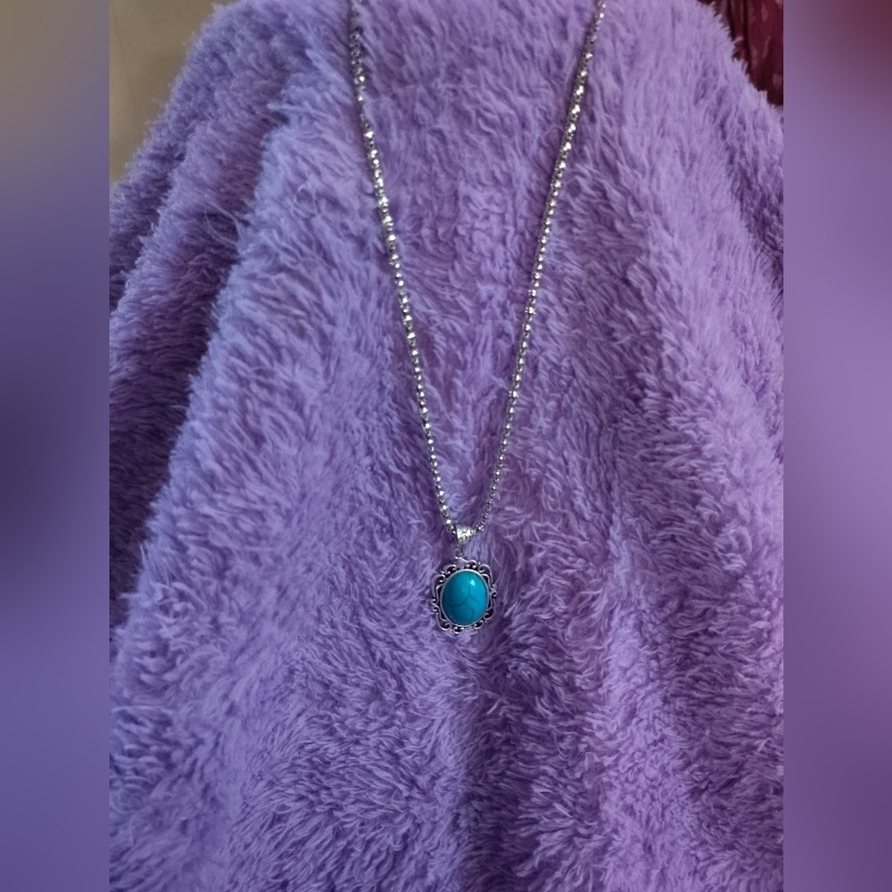 Silver Necklace with Turquoise Pendant